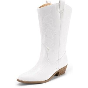 DREAM PAIRS Women Cowboy Boots Pull On Cowgirl Boots Mid Calf Western Used Sz5.5